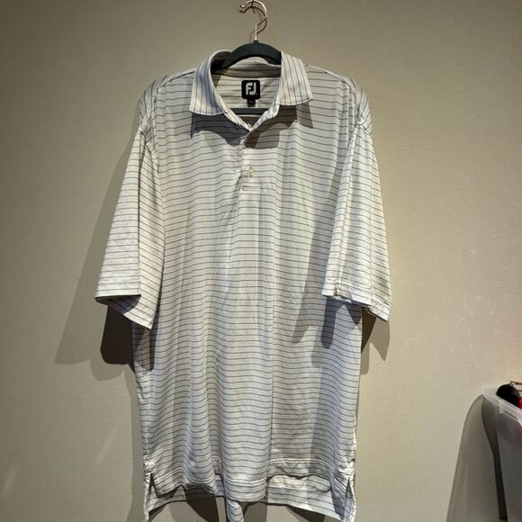 FootJoy white and blue striped polo size large - Picture 1 of 8